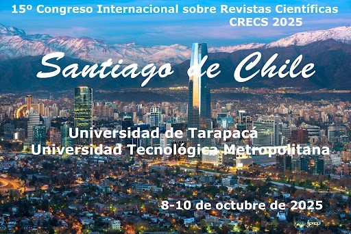 Imagen promocional de CRECS 2025. De fondo, imagen panorámica de la ciudad de Santiago.